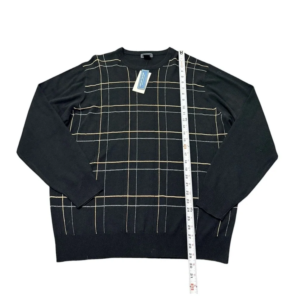 Dockers Sweater Mens‎ L Black Geometric L/S Relaxed Fit Lightweight Pullover NWT